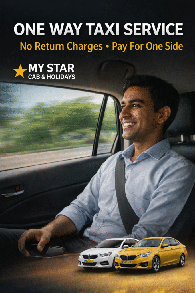 One way taxi service in Aurangabad by My Star Cab with comfortable car interior and professional travel experience